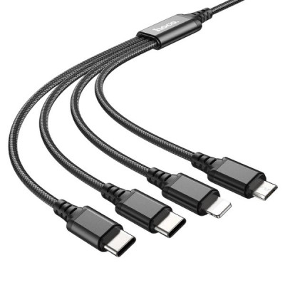 USB кабель Hoco X76 4 в 1 microUSB, Lightning, Type-C, Type-C black USB кабель Hoco X76 4 в 1 microUSB, Lightning, Type-C, Type-C black