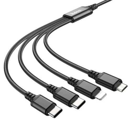 USB кабель Hoco X76 4 в 1 microUSB, Lightning, Type-C, Type-C black USB кабель Hoco X76 4 в 1 microUSB, Lightning, Type-C, Type-C black