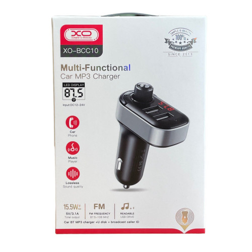 FM трансмітер XO BCC10 2 USB-A, LCD, Bluetooth, 3.1A black FM трансмітер XO BCC10 2 USB-A, LCD, Bluetooth, 3.1A black
