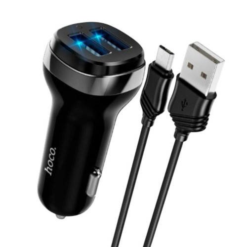 Автомобільний зарядний пристрій Hoco Z40  microUSB 2USB  2.1A black