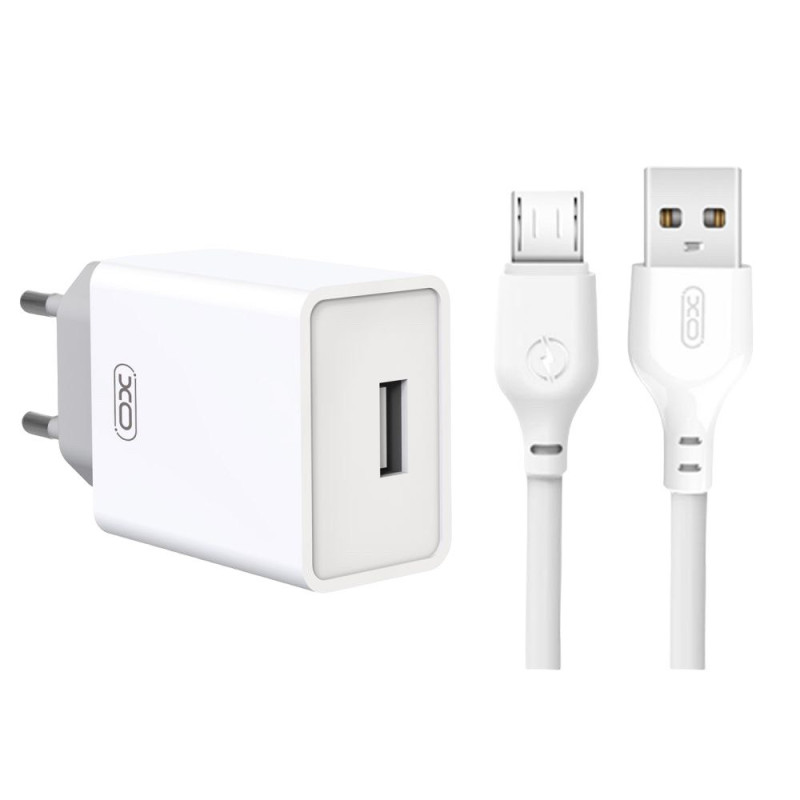 Зарядний пристрій з кабелем microUSB XO L93 1 USB 2400 mA white