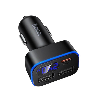 Автомобільний зарядний пристрій Hoco Z63A 2USB-A, USB-C 42W, LCD black