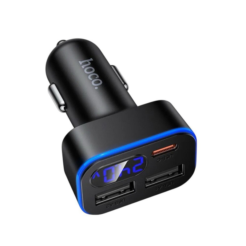 Автомобільний зарядний пристрій Hoco Z63A 2USB-A, USB-C 42W, LCD black