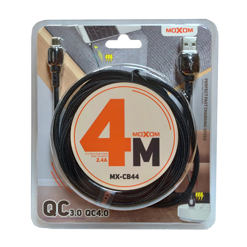 USB кабель Moxom MX-CB44 microUSB 4 метри black