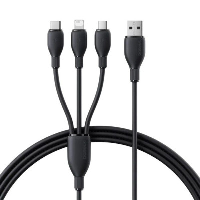 USB кабель Baseus 3 в 1 microUSB, Lightning, Type-C 3.5А black P10376303121-01 0.8m USB кабель Baseus 3 в 1 microUSB, Lightning, Type-C 3.5А black P10376303121-01 0.8m