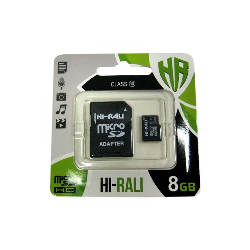 Карта пам'яті microSD 8 Гб Hi-Rali з адаптером class 10