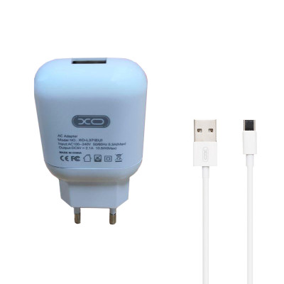 Зарядний пристрій з кабелем Type-C XO L37 1 USB 2100 mA white Зарядний пристрій з кабелем Type-C XO L37 1 USB 2100 mA white