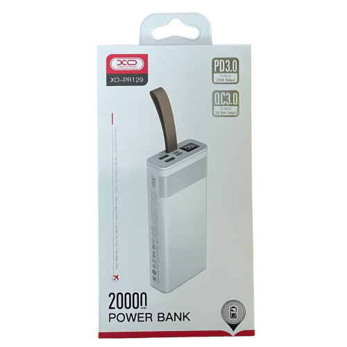 Зовнішній акумулятор XO PR129 20000 mAh QC 22.5W PD 20W white