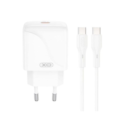 Зарядний пристрій з кабелем Type-C to Type-C XO L141 USB-C PD20W white
