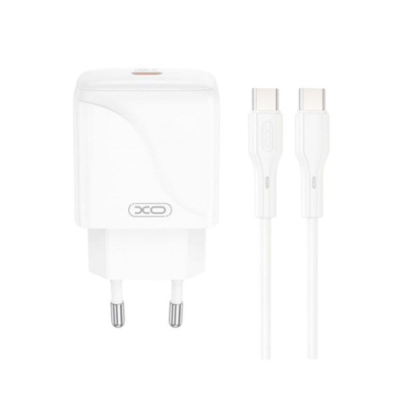 Зарядний пристрій з кабелем Type-C to Type-C XO L141 USB-C PD20W white