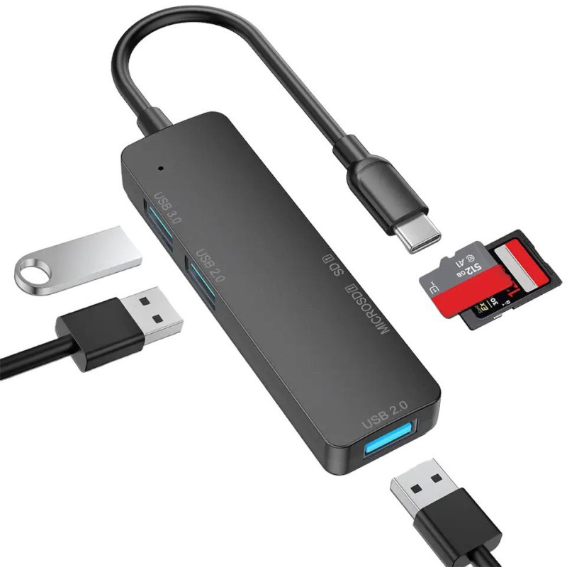 USB-hub USB-C to 3 USB-A, microCD, SD
