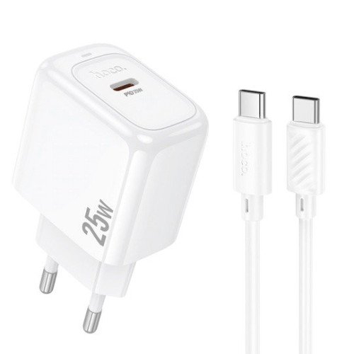 Зарядний пристрій з кабелем Type-C to Type-C Hoco CS53A USB-C, PD 25W white Зарядний пристрій з кабелем Type-C to Type-C Hoco CS53A USB-C, PD 25W white