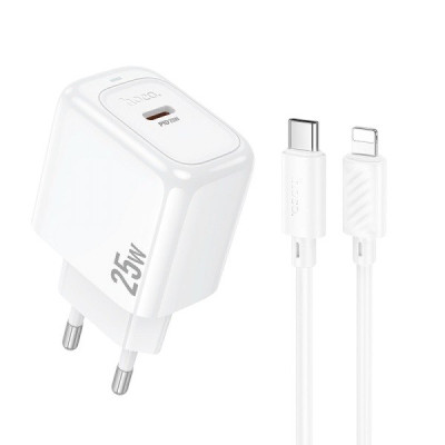 Зарядний пристрій з кабелем Type-C to Lightning Hoco CS53A USB-C, PD 25W, white Зарядний пристрій з кабелем Type-C to Lightning Hoco CS53A USB-C, PD 25W, white