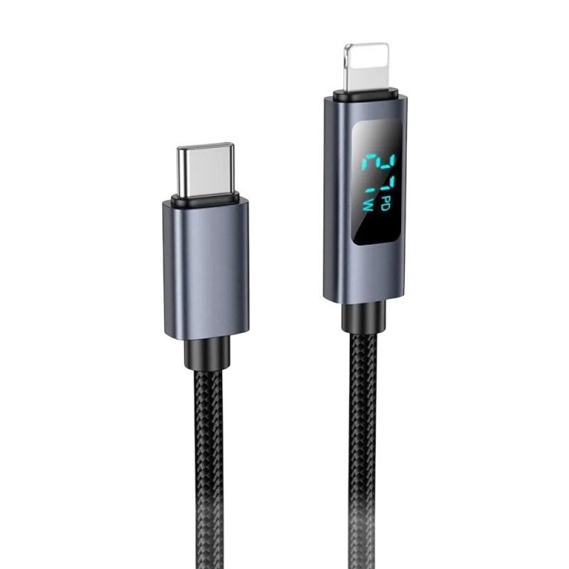 USB кабель Hoco X112 Type-C to Lightning with display black