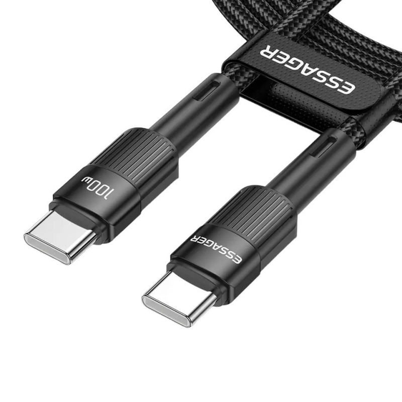 USB кабель Essager Type-C to Type-C 100W black 50 см