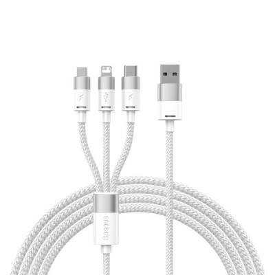 USB кабель Baseus 3 в 1 microUSB, Lightning, Type-C CAXS000002 white 1.2m USB кабель Baseus 3 в 1 microUSB, Lightning, Type-C CAXS000002 white 1.2m