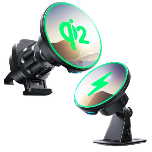 Автотримач Joyroom JR-ZS412 Qi2 Magnetic Wereless 2in1 в дефлектор та на торпеду black Автотримач Joyroom JR-ZS412 Qi2 Magnetic Wereless 2in1 в дефлектор та на торпеду black