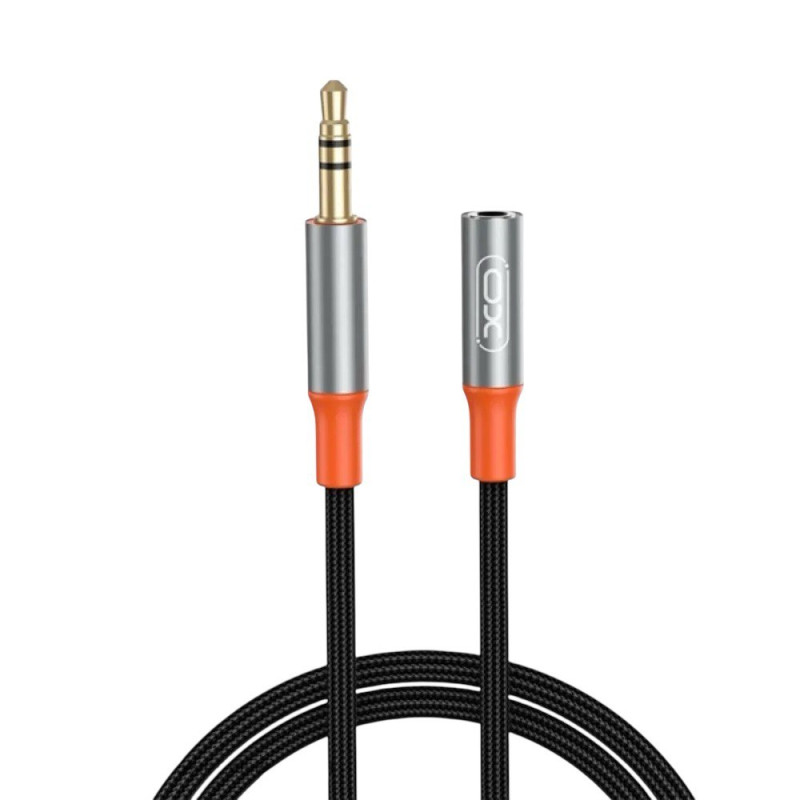Аудіо-кабель подовжувач XO NB-R269A AUX 3.5 мм папа-мама black 1m