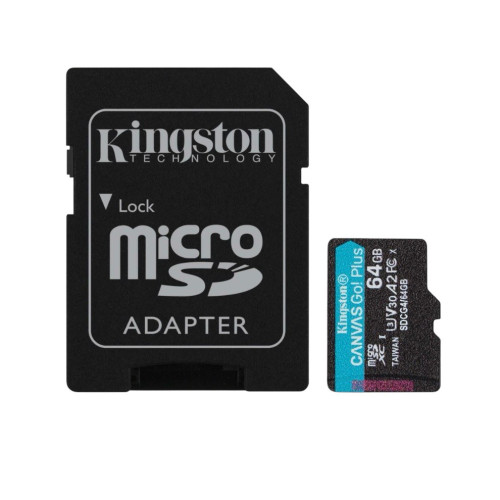Карта пам'яті MicroSDXC 64GB UHS-I/U3 Class 10 Kingston Canvas Go! Plus R200/W200MB/s + SD-адаптер