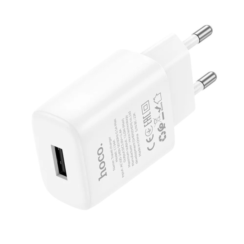 Зарядний пристрій Hoco C134A USB-A 2.4A white