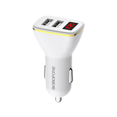 Автомобільний зарядний пристрій Borofone BZ11 Digital Display 2 USB 2.1A white Автомобільний зарядний пристрій Borofone BZ11 Digital Display 2 USB 2.1A white