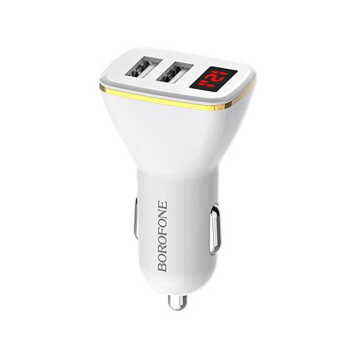 Автомобільний зарядний пристрій Borofone BZ11 Digital Display 2 USB 2.1A white Автомобільний зарядний пристрій Borofone BZ11 Digital Display 2 USB 2.1A white