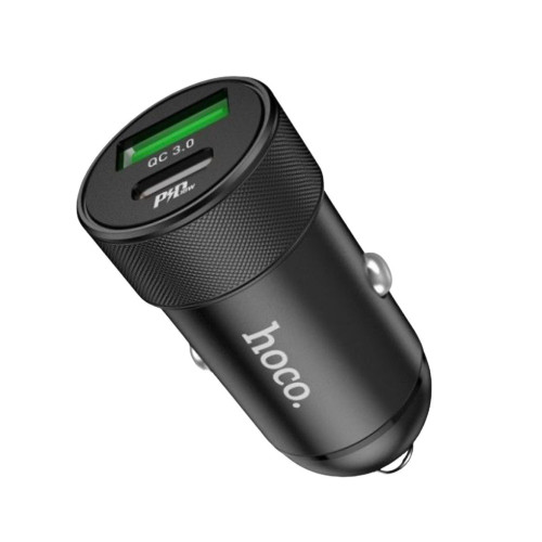 Автомобільний зарядний пристрій Hoco Z32B USB-C PD 20W, USB-A QC3.0 black