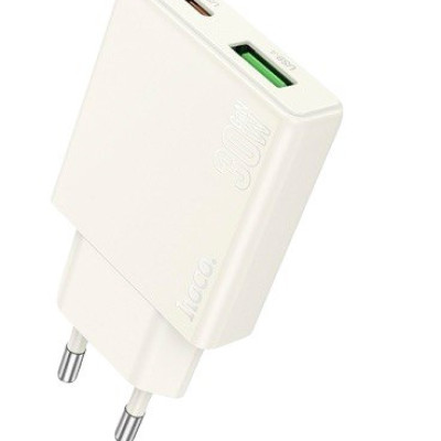 Зарядний пристрій Hoco N45 USB-A QC3.0, USB-C  PD 30W white Зарядний пристрій Hoco N45 USB-A QC3.0, USB-C  PD 30W white