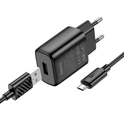 Зарядний пристрій з кабелем microUSB Hoco C134A USB-A 2.4A black